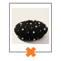 Kinder baret zwart met parels